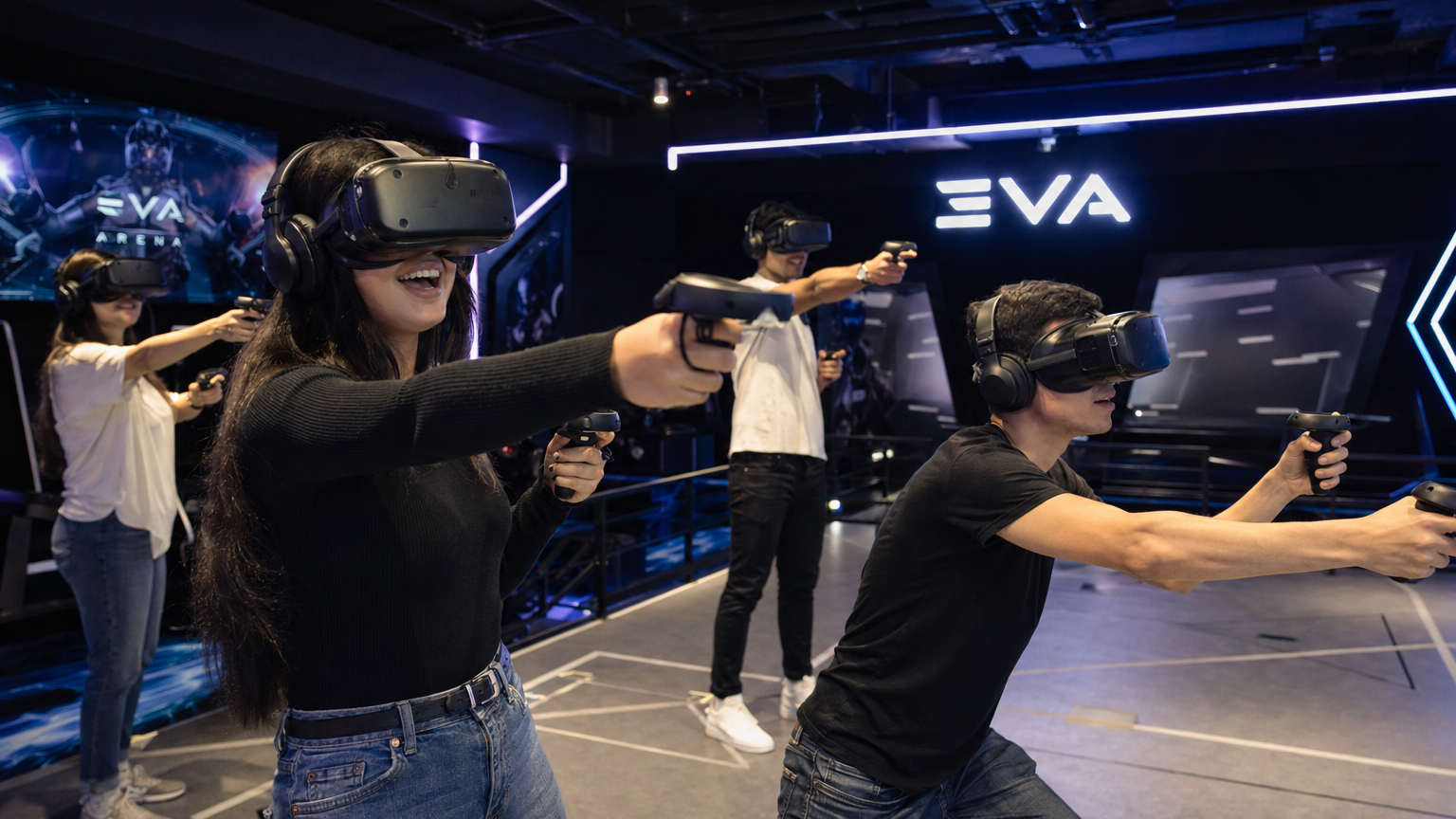 Free-roam VR arena with multiple players