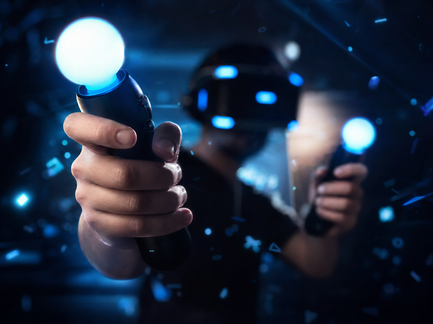 VR motion controllers in escape room experience